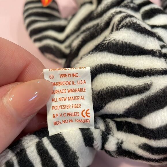 1995 Ziggy The Zebra Wide Stripes 4th Generation NWT PVC Pellets 9” long #4063 - Picture 11 of 11